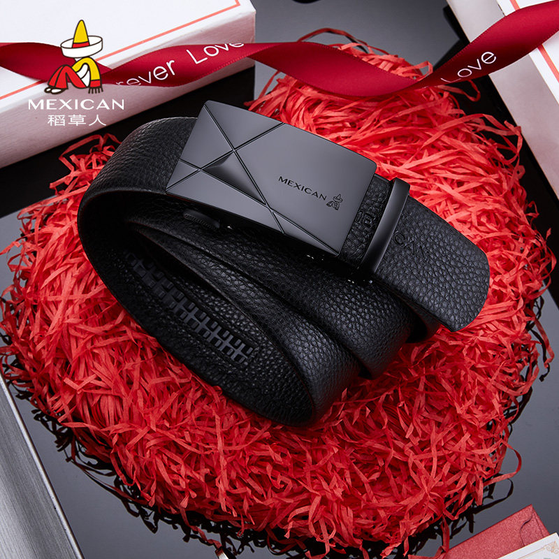 稻草人男士皮带真皮正品高档品牌2025新款头层牛皮腰带裤带自动扣