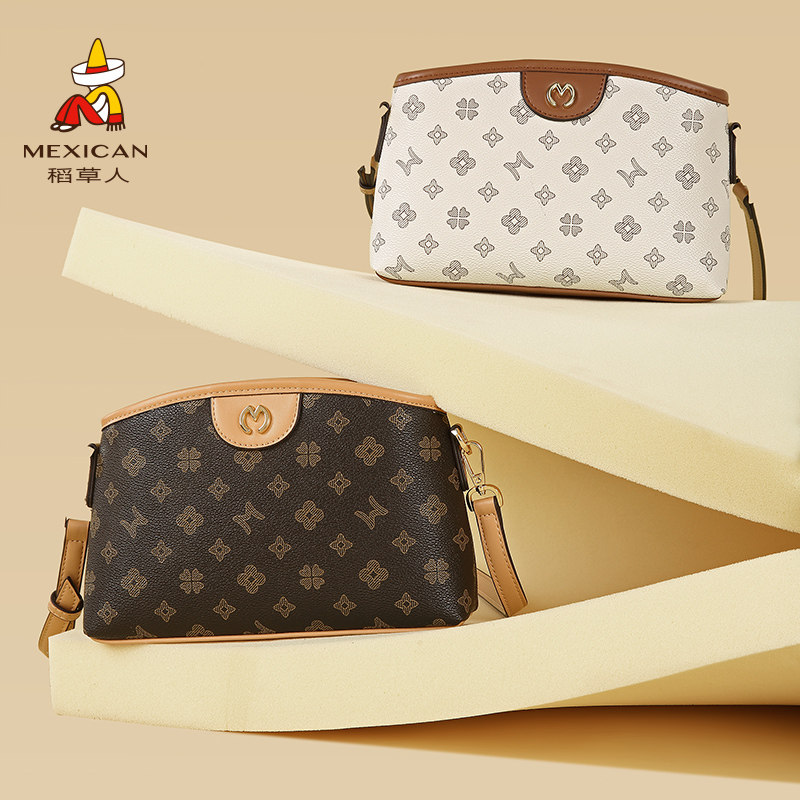 稻草人包包女时尚复古斜挎包中年高级感妈妈款单肩包百搭通勤女包