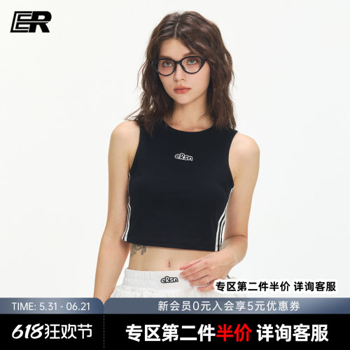 ER字母无袖运动背心女夏季新款辣妹短款内搭显瘦瑜伽短上衣美背