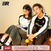 杨博文同款 ER插肩袖 条纹t恤秋季 长袖 宽松情侣潮牌休闲上衣