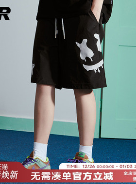 ER笑脸短裤街头潮牌短裤男夏季五分裤休闲运动裤