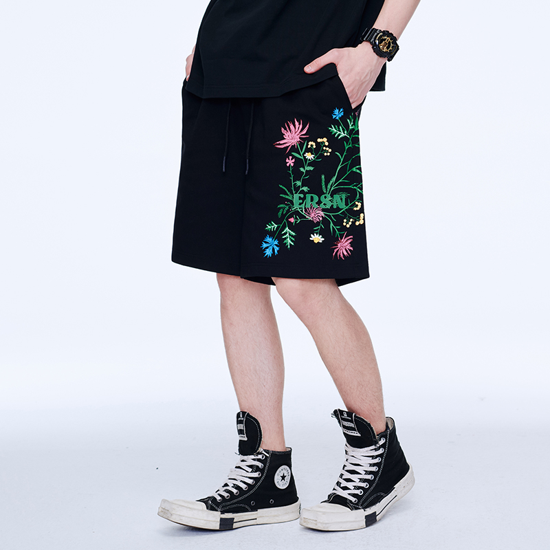 ER百花齐放短裤2025夏季美式高街潮牌宽松情侣小众休闲裤五分裤