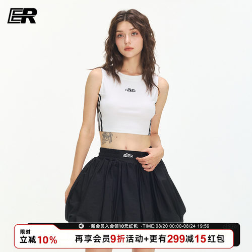 ER撞色条纹网球运动工字背心女夏辣妹短款显瘦无袖内搭上衣
