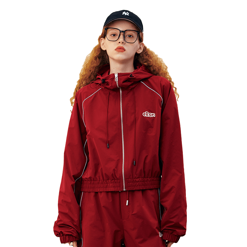 ER反光条立领短外套女秋季潮流高街休闲夹克潮牌户外出行运动服