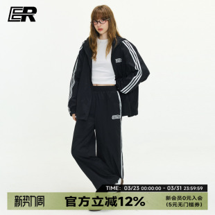 ER运动风三条杠防晒裤子男2026春夏潮牌美式户外登山防晒服套装