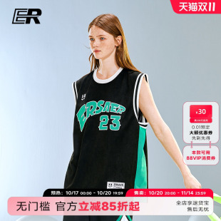 ER笑脸背心男撞色字母潮牌ins嘻哈篮球运动宽松百搭情侣无袖 短袖