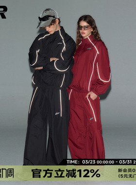 【明星同款】ER反光条机能风运动夹克套装2026春高街立领外套