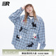通勤外套 秋冬潮牌复古休闲宽松情侣装 ER可爱小狗刺绣格纹长袖 衬衫