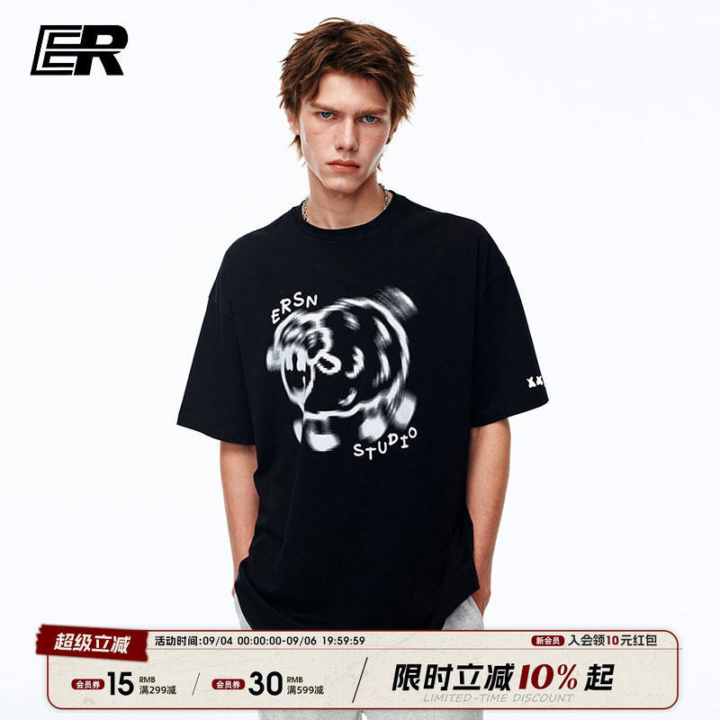 【明星同款】ER虚幻小羊印花短袖T恤男2026夏季新款美式情侣图片