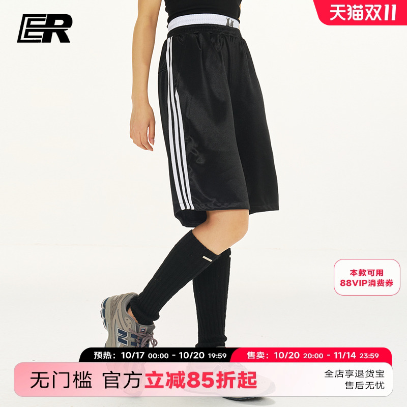 ER三条杠短裤男2025夏季宽松休闲直筒美式潮牌情侣运动裤男女同款
