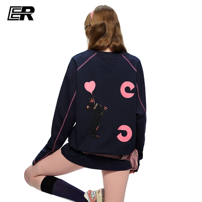 ER卡通爱心小狗印花运动长袖T恤