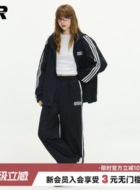 ER运动风三条杠防晒裤子男2026春夏潮牌美式户外登山防晒服套装