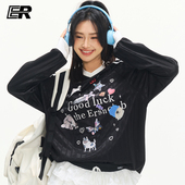 t恤泽西风潮牌美式 ER萌宠乐园V领长袖 户外运动情侣球服 张函瑞