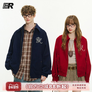 ER灯芯绒钉珠翻领外套2026秋冬新款美拉德潮牌复古宽松飞行夹克