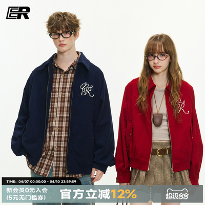 ER灯芯绒钉珠logo翻领夹克外套