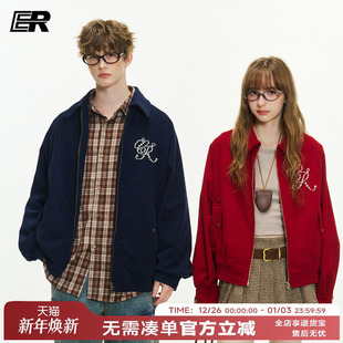 ER灯芯绒钉珠翻领外套2026秋冬新款美拉德潮牌复古宽松飞行夹克