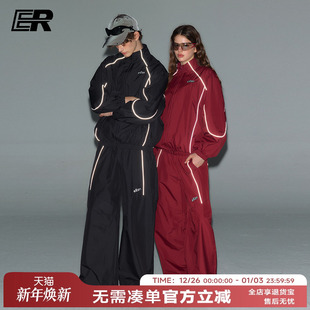 情侣2026春美式 ER反光条机能风运动夹克套装 高街潮牌 云旗同款