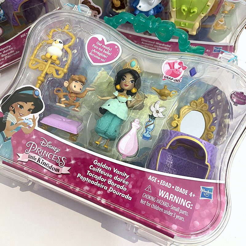 여자 놀이 집 장난감 벨 재스민 라푼젤 공주 이야기 장면 세트 인형 드레스 게임 휴대용 상자