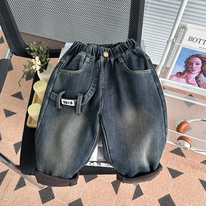 宝宝裤子男童牛仔裤大PP裤加绒