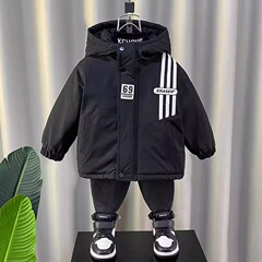 儿童装男童加绒外套秋冬季2025新款加厚棉袄派克服冬装加厚棉衣潮