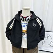 休闲夹克衫 儿童韩版 中小童帅气立领冲锋衣潮 外套2026新款 男童春装