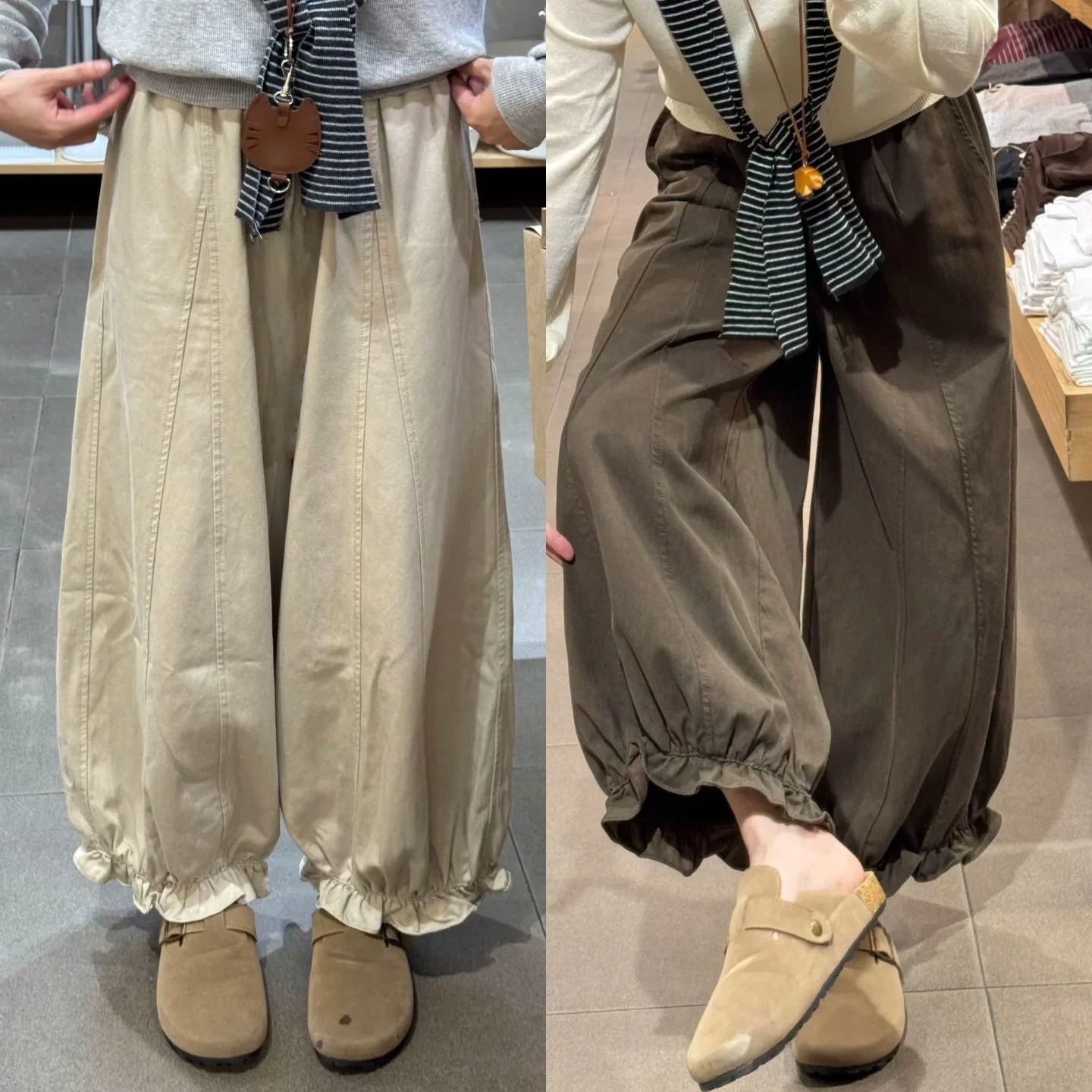 女童秋季韩系慵懒风休闲纯棉灯笼裤儿童新款洋气百搭宽松花苞长裤