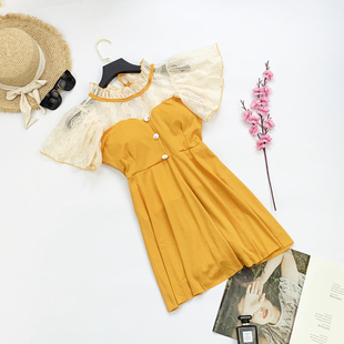 温泉泳衣女蕾丝ins风连体裙式 平角 保守显瘦遮肚小胸收腰泳装