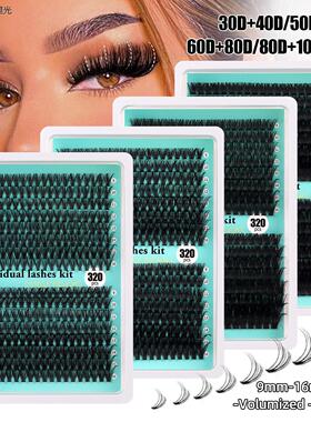 False eyelashes 320 clusters, 60d+80d glue tweezers set睫毛