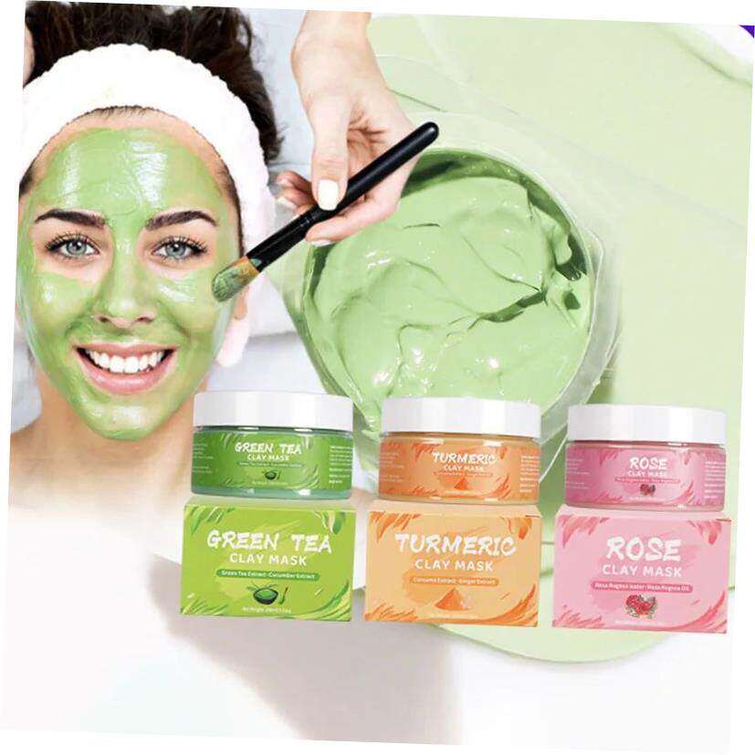 Turmeric Green Tea Rose Avocado Facial Mask Clay Mud Masks