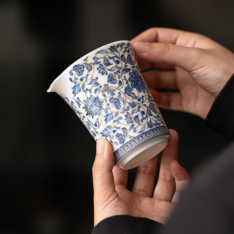羊脂玉瓷满彩高档中式匀杯分茶器功夫茶具公道杯子分茶器轻奢茶海