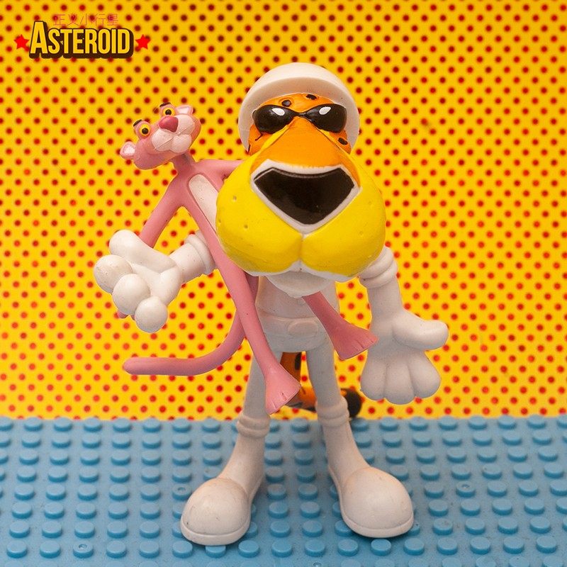 正版老货中古经典卡通复古粉色顽皮粉豹奇多豹铁线公仔模型可弯曲