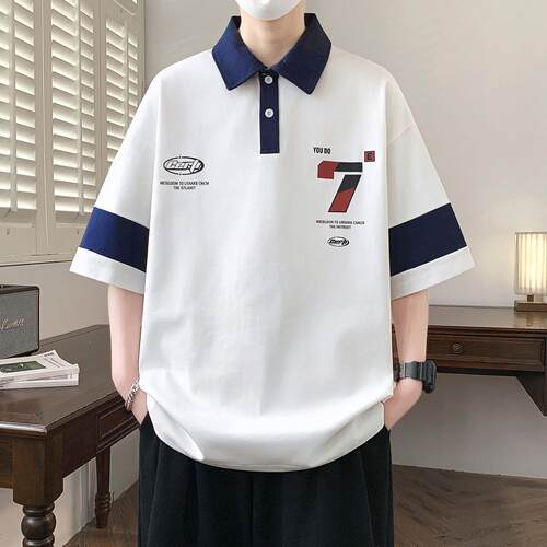 青少年翻领短袖男孩t恤潮