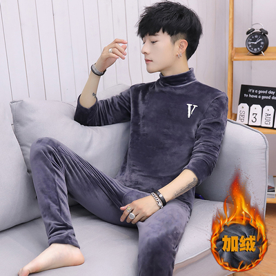 冬季保暖内衣男加绒半高领青年