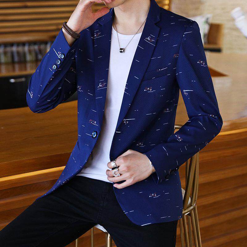 春秋季西服男款修身韩版彩