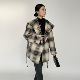 JIACIMEI秋冬黑白格子羊毛羊绒毛呢大衣女高级感开衫 外衣保暖外套