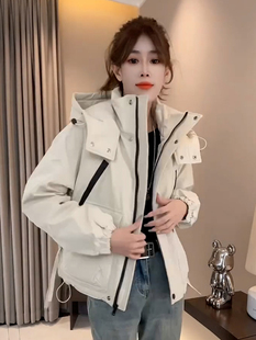 薄棉服外套女加棉短款 春秋小个子冲锋衣上衣夹棉加厚 休闲夹克韩版