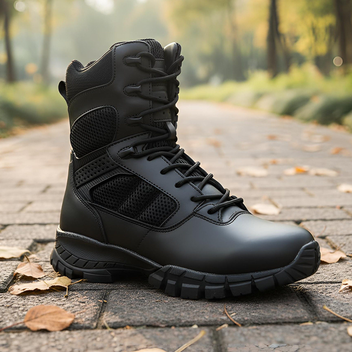 正品君洛克D16808V底作战靴透气战术靴男真皮黑色高帮作训靴子