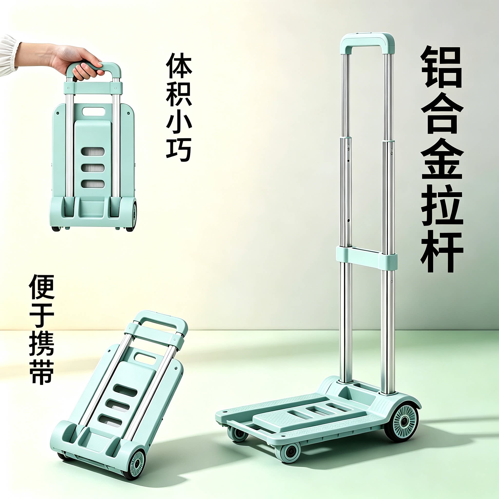 拉书包神器可折叠轻便小学生通用小拉车便携拖车铁铝拉杆拉车儿童