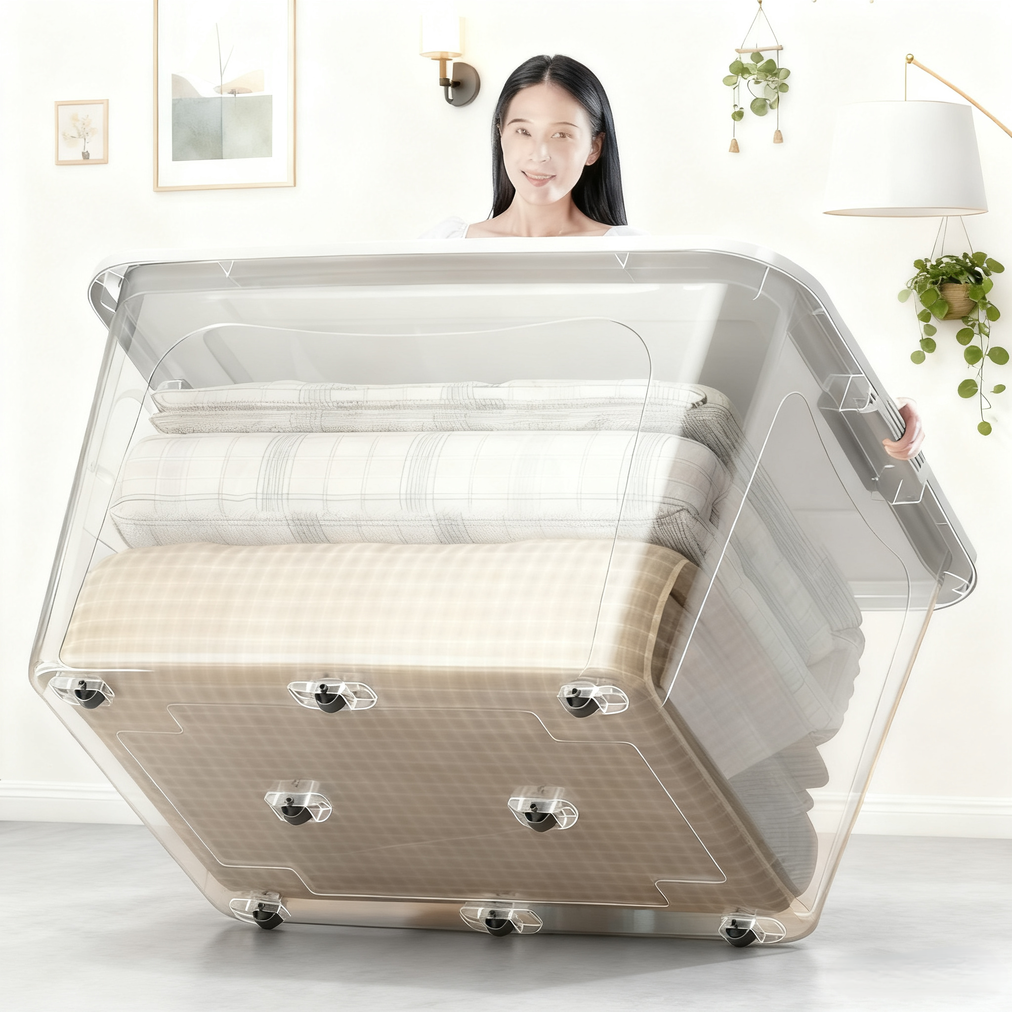 透明收纳箱特大号家用衣服被子卧室整理箱客厅儿童玩具超大储物箱