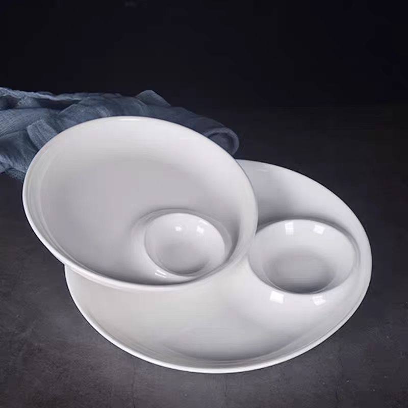 欧式子母盘陶瓷创意盘子酒店餐具家用菜盘圆形有格带醋碟子水饺子,餐饮具,盘,淘宝优惠券,粉丝福利购,淘宝优惠卷