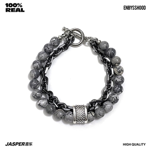 ENBYSSHOOD原创国潮小众火山天然石珠拼接钛钢双层饰品手链