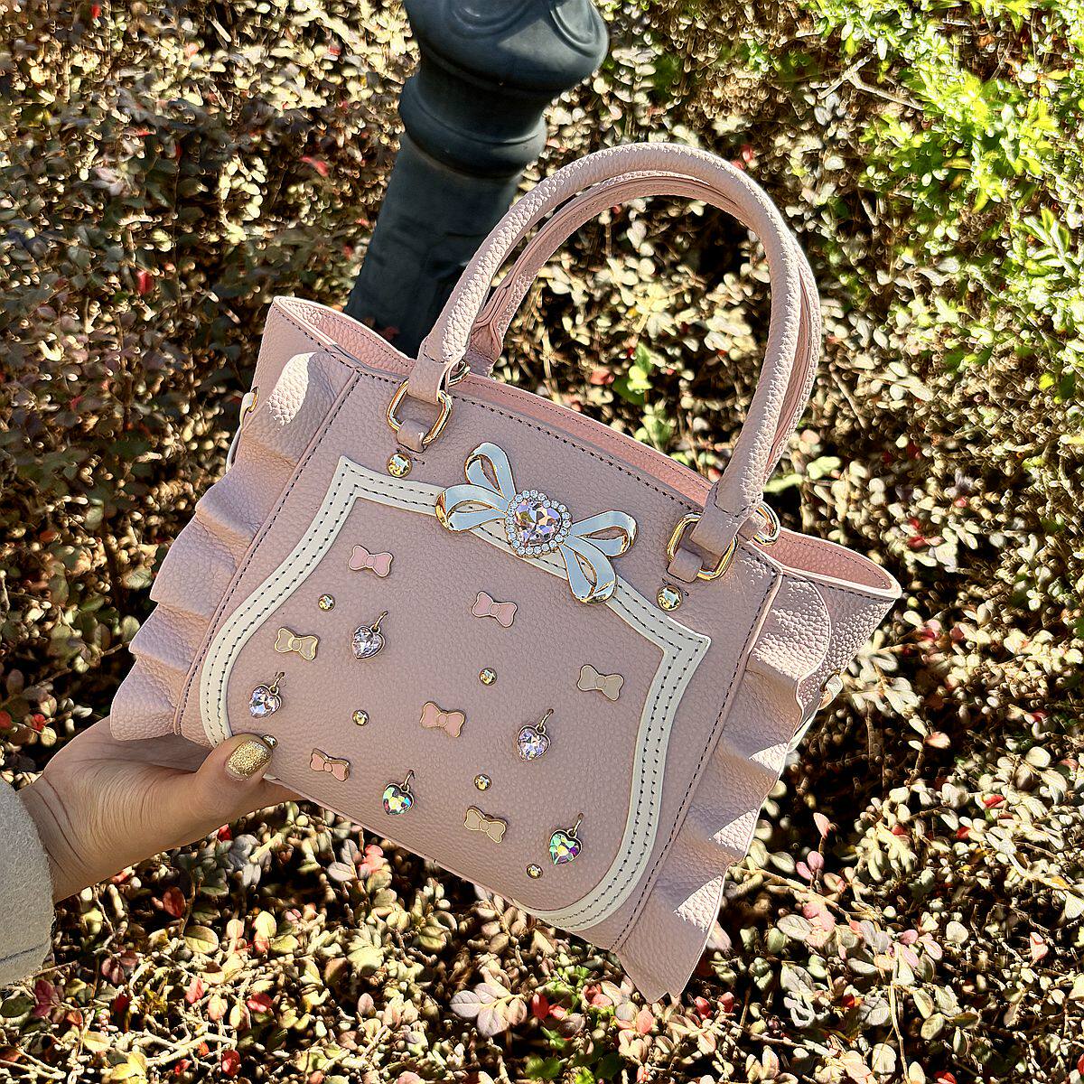 洛丽塔包包少女可爱Lolita手提包宝石蝴蝶结千金风单肩斜挎托特包