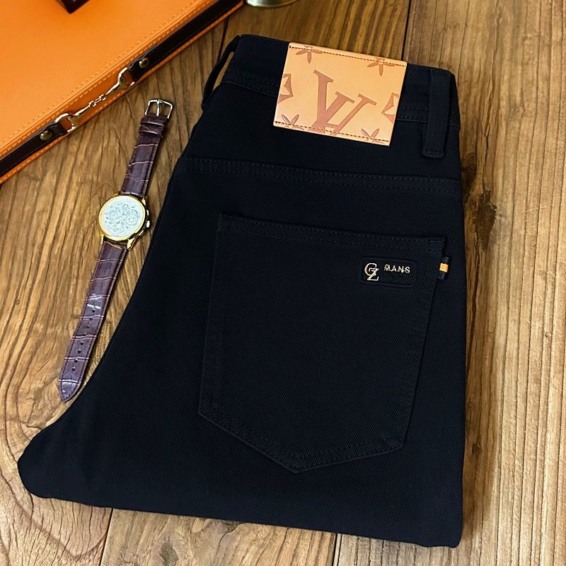 新款黑色牛仔裤男款2024秋冬高端潮牌时尚休闲百搭修身小直筒长裤