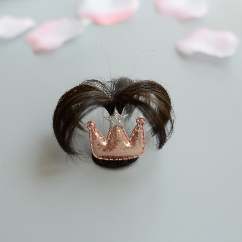 女宝宝婴幼儿公主发夹假发黑色晚宴年会礼服头饰发饰皇冠小童可爱