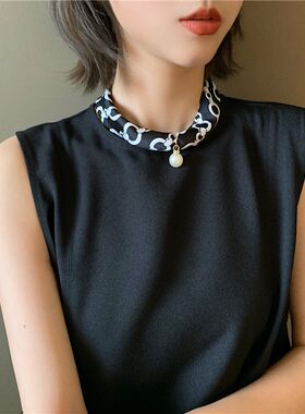 春秋百搭西装装饰显瘦锁骨丝巾女