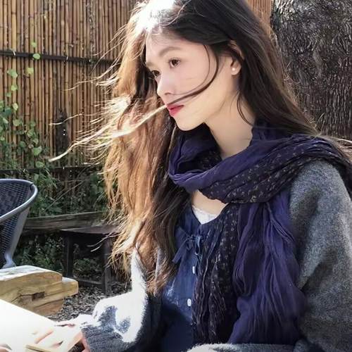 2025新款棉麻围巾女复古渐变长披肩文艺褶皱薄春秋季保暖护颈围脖
