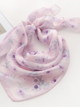 真丝小方巾丝巾春季百搭女薄纱巾护颈100%桑蚕丝围巾70中方巾领巾