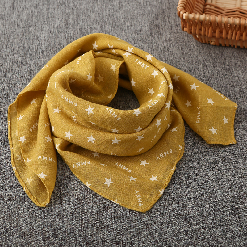 韩版新款70*70小方巾女百搭透气棉麻围巾保暖护颈儿童亲子围脖