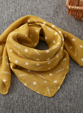 韩版新款70*70小方巾女百搭透气棉麻围巾保暖护颈儿童亲子围脖