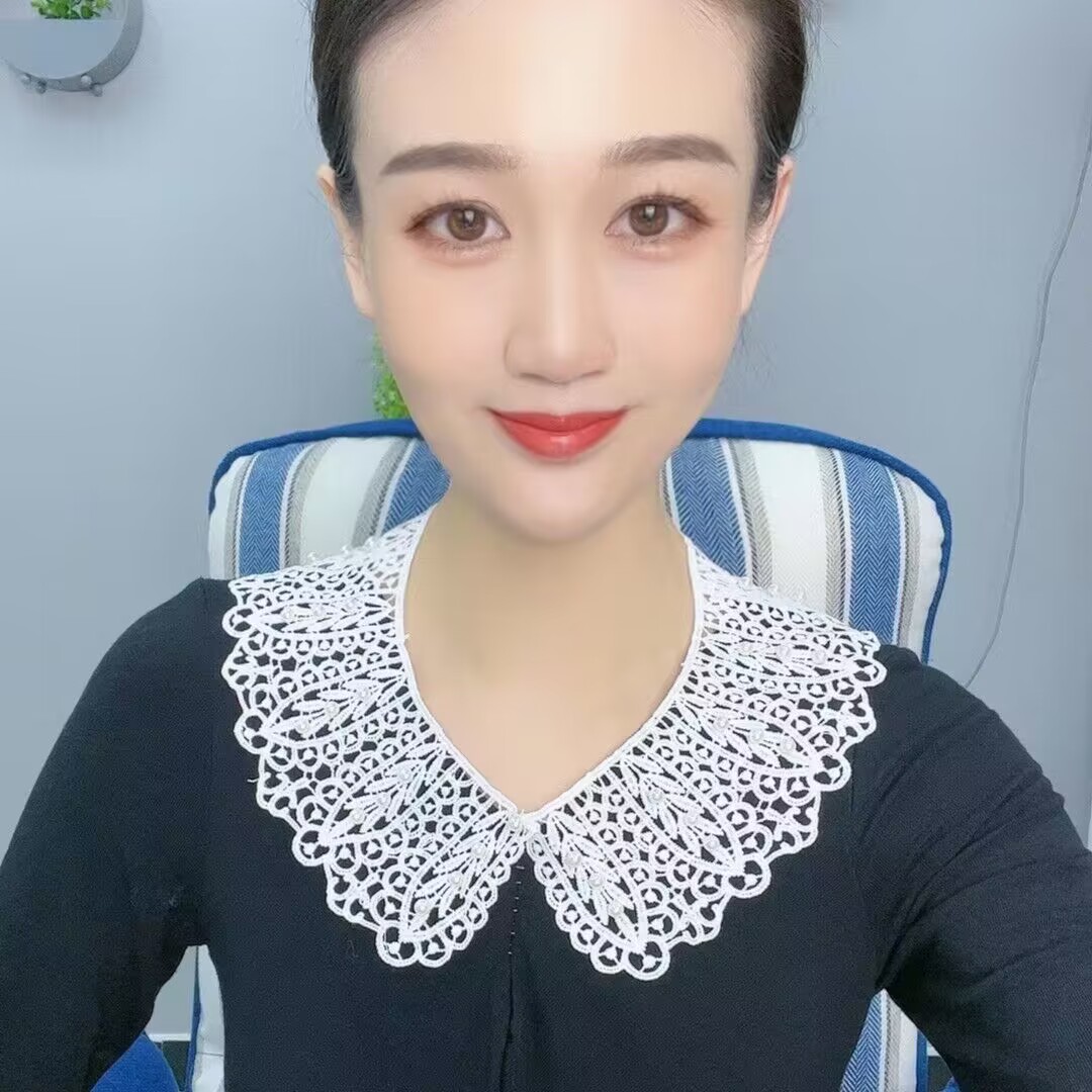 蕾丝花边小披肩女斗篷夏季白色多功能防晒配裙子蝴蝶结绑带假领子